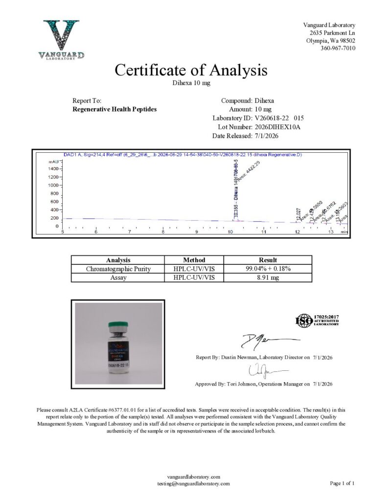 Dihexa Analytical Certificate of Analysis - Lot 2026DIHEX10A