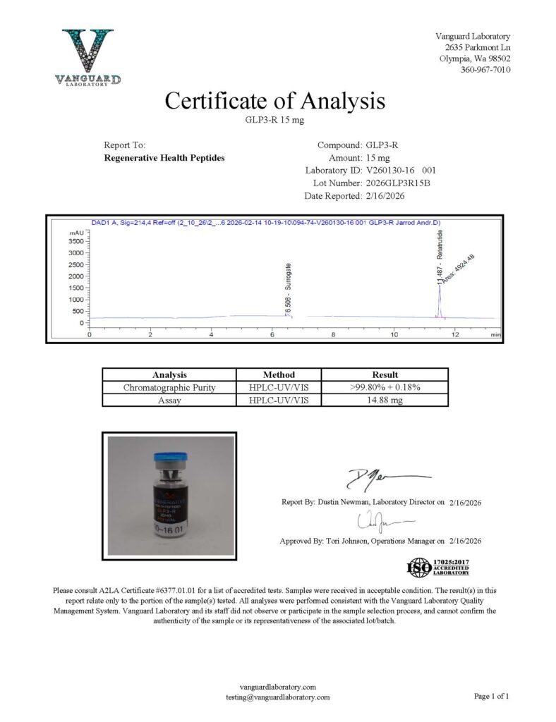 Gold-3 Analytical Certificate of Analysis - Lot 2026GLP3R15A