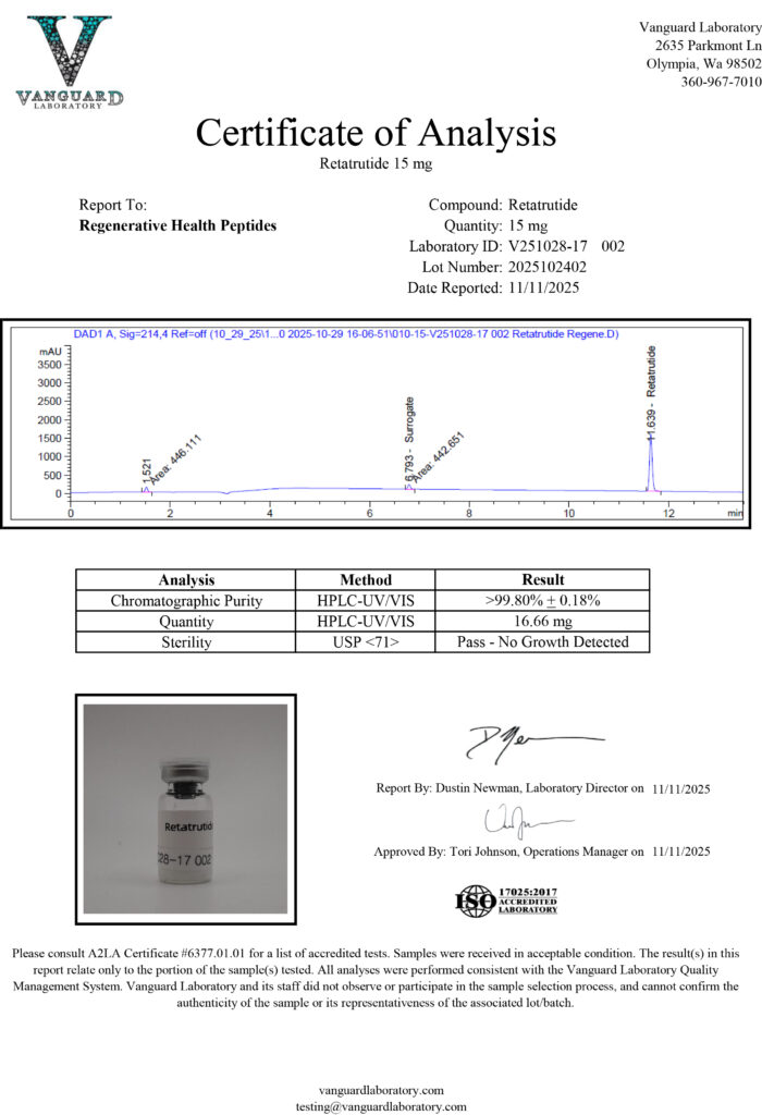 Gold-3 Analytical Certificate of Analysis - Lot 2026GLP3R15A